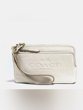 Coach Pebble Leather Double Corner Zip Wristlet (Style F52556)